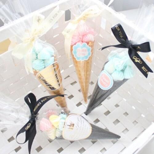 50pcs/lot Birthday Party Candy Bags Baby Shower Party Wedding Sweet Clear Candy Cone Storage Bags Kids Gift Bags HappySupplies