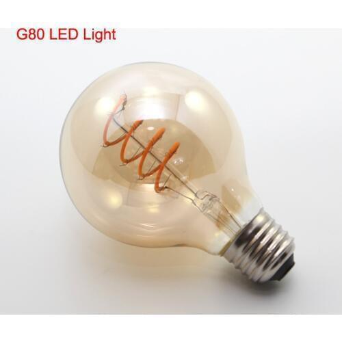 A60 G80 G95 ST64 T45 LED Soft Filament Bulbs Dimmable 4W E27 LED Flex Filament Vintage Spiral Bulb Lamp 110V 220V Amber Glasss