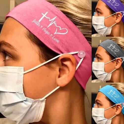 Unisex Milk Bandana Fiber Nurse Button Headband Face Mask Holder Letters Heart Printed Anti Tight Protect Ears Hairband Turban