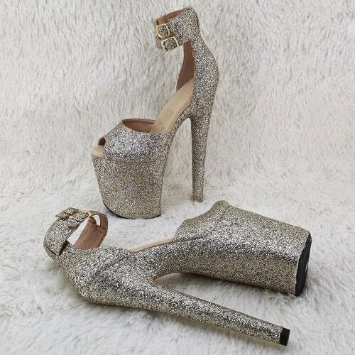 Leecabe 20cm/8inches glitter young trend fashion platform high heel sandals pole dance shoes