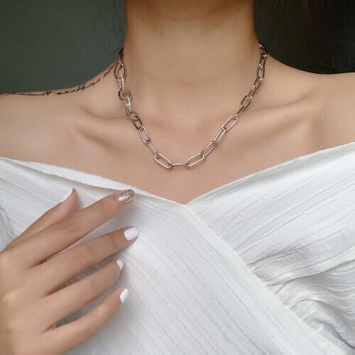 2020 Hiphop Crystal Cup Chain Chokers Necklaces for Women Metal Punk Jewelry Goth Statement Necklace Female Bijoux