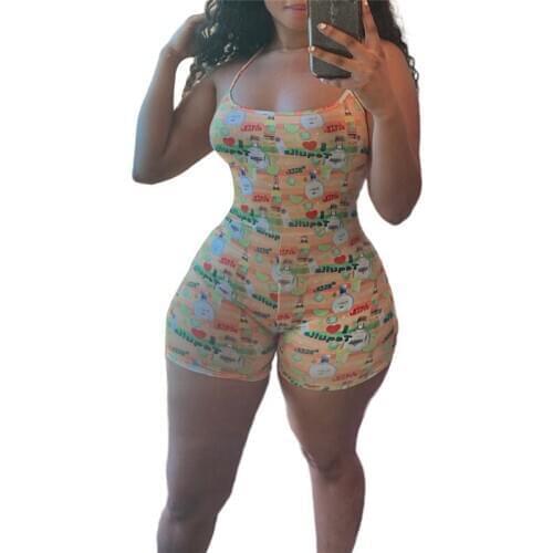Summer Sling Playsuit Pajamas 2020 Women Sexy Romper Bodycon Casual Jumpsuit Romper Sleeveless Shorts Leotard Homewear Tracksuit