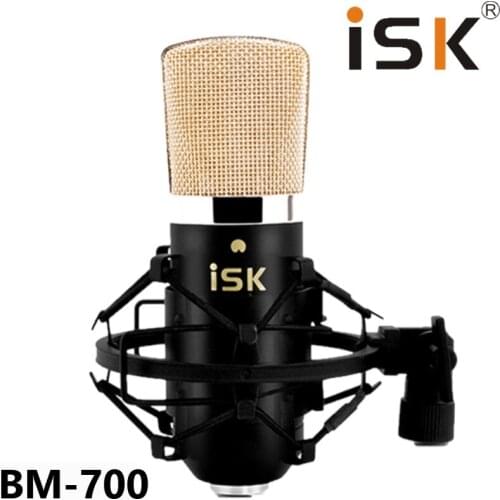 ISK BM-700 condenser recording microphone pure gold coating large vibration sound core live microphone for studio/computer/stage