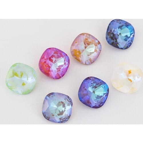 8mm K9 Square Mocha Fluorescence Rhinestones Crystal Glass Stones for Jewelry Making Pointback Crystal Crafts Glue on Nails