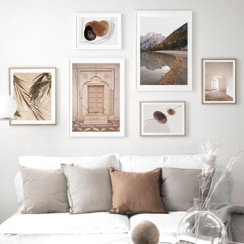 Moroccan Door Dried Floral Abstract Geometry Posters Canvas Painting Wall Art Print Pictures for Living Room Interior Home Decor