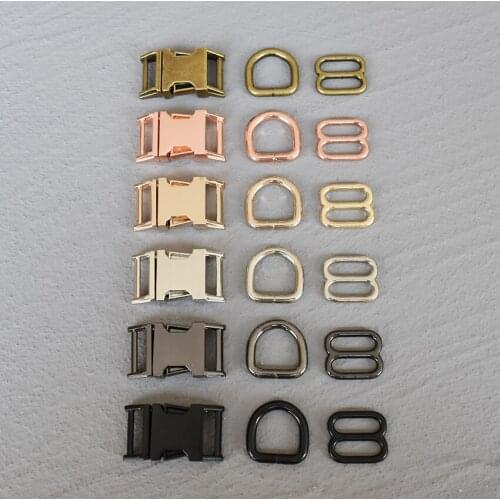 20 sets 15/20/25mm Metal Hardware D Ring Belt Straps Slider Side Release Buckle Spring Hook For Dog Leash Harness Accessories