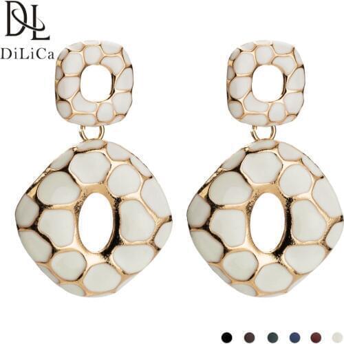 DiLiCa Fashion Big Earrings for Women Enamel Alloy Statement Earrings Geometric Drop Earring Female Pendientes boucle d oreille