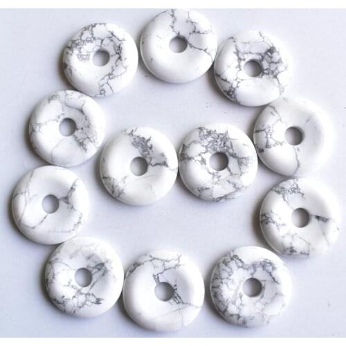 Fashion good quality natural stone circle donut charms Beads 30mm for jewelry making 12pcs/lot wholesale free
