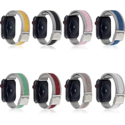 Fashion Elastic Mesh Belt Stainless Steel Wrist Loop Smart Band Strap for Apple Watch 6 5 4 3 2 1 SE