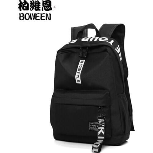 2019 black Nylon Women School Bags for Teenage Girls Backpack Female Teens Men Schoolbag Casual Style Student bookbag