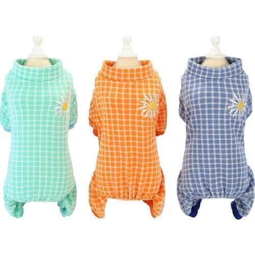 Pet Jumpsuit Home Service Autumn Costume Four Feet Cat Dog Clothes Cotton Plaid Puppy Kitten Pajamas Cute Dogs Clothing