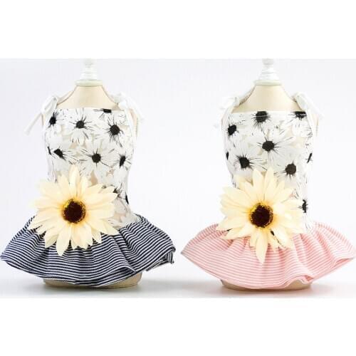 Sun Flower Dog Dress Tutu Skirt Dog Pet Cat Luxury Princess Wedding Dress Summer Dog Chihuahua Pet Apparel Drop Shipping