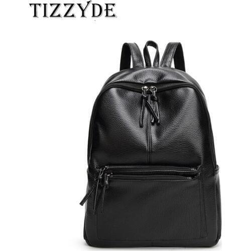 Simple Style Black Backpack for Men and Women 2019 New Outer Bag Zipper PU Shoulder Designer High Quality School Bags LQL266