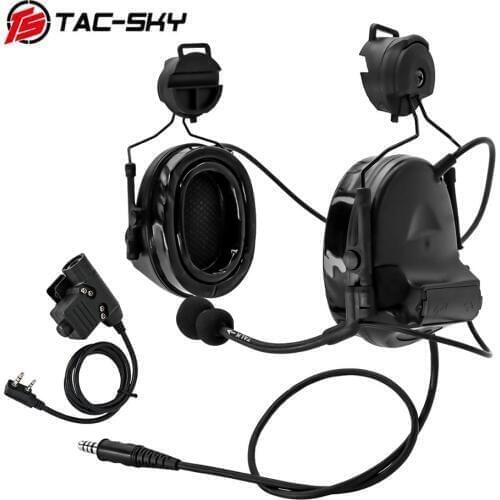 TAC-SKY helmet ARC track stand headset COMTAC II military tactical noise reduction shooting headset and tactics ptt u94 ptt BK