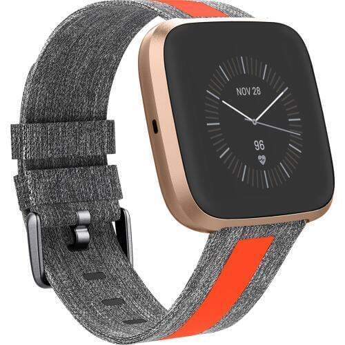 Woven Bands For Fitbit Versa 2 / Versa/Versa Lite Breathable Woven Fabric Strap Reflective Strip Replacement Wristbands 64006