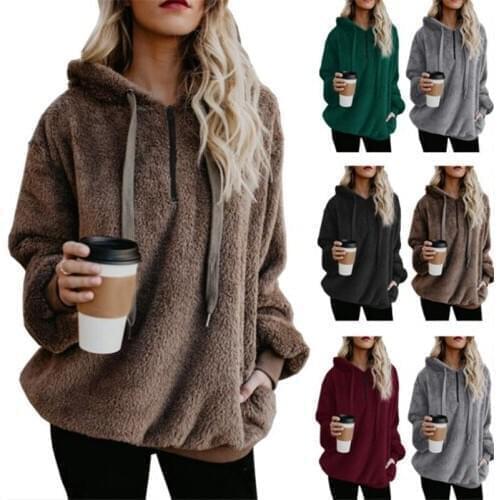 5XL Plus Size Women Hoodies Big Size Solid Sweatshirt Harajuku Oversized fleece loose plush coat Winter Female Hooded Sweatshirt