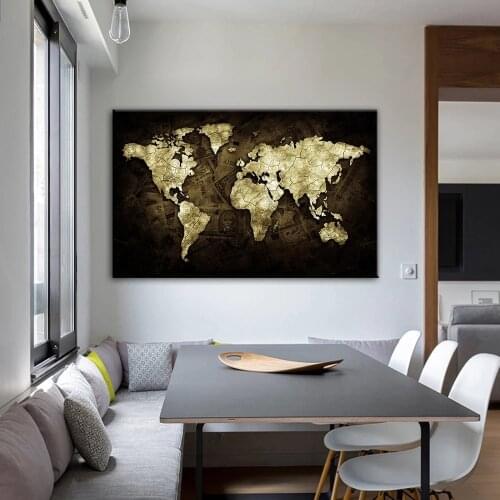 Vintage Money World Map Wall Posters And Prints Modern Home Decorative Map Canvas Paintings For Living Room Wall Decor Pictures