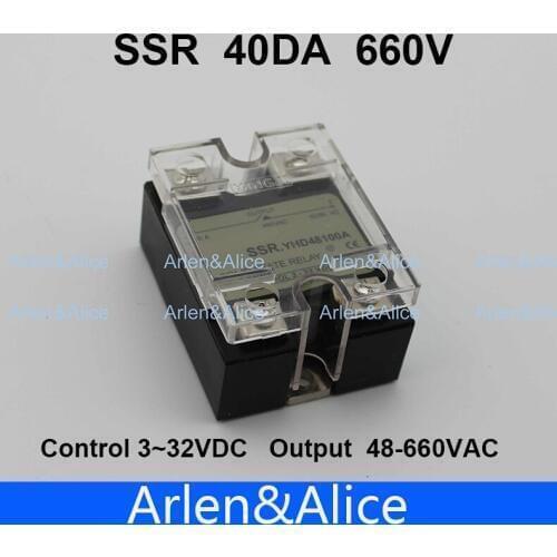 40DA SSR Control 3-32V DC output 48~660VAC High voltage single phase AC solid state relay