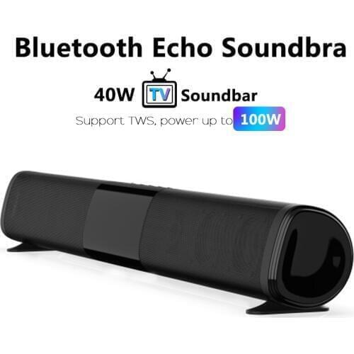 40W TWS100W Soundbar Patent New TV Echo Wireless Bluetooth Speaker Home Theater Boombox Music Center for PC Cinema TV TF/AUX/FM