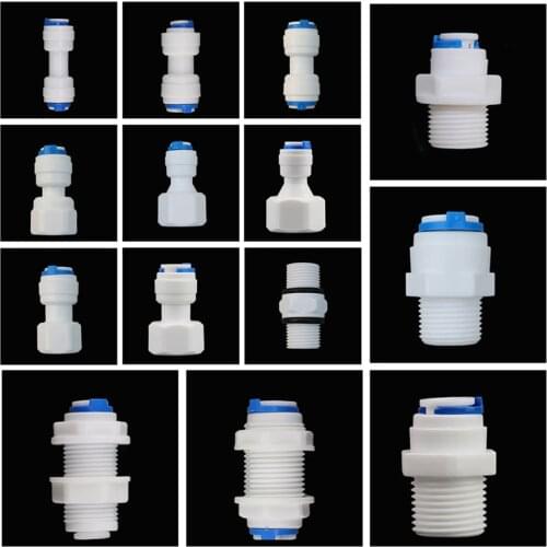 1/4" 3/8" OD Hose Tube 1/8" 1/4" 1/2" 3/4" Plastic Pipe Quick Connectors RO Water Connector Fittings Reverse Osmosis System