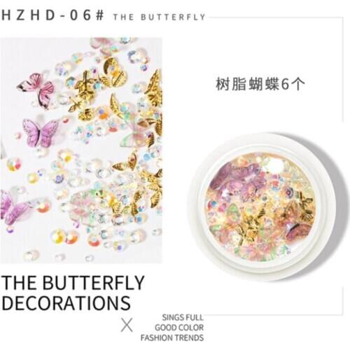 1box Nail art Butterfly sticker 3d colorful Rhinestone Decal Decoration tips DIY Manicure Tools
