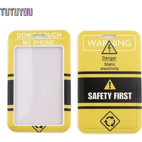 1pc PC2572 Safety First Warning Fashion Lanyards ID Badge Holder Bus Card Holder Staff Card Bank Credit Card Holder Accessories