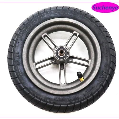 10 Inch Electric Scooter Inflatable Outer Tire with Aluminum Alloy Wheel Hub 10x2(54-152) Disc Brake Tire for Xiaomi Mijia M365