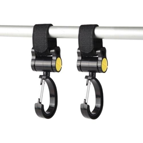 2pcs Universal Baby Stroller Hooks 360 Degrees Rotating Carriage Hook With Magic Stick Toddler Pram Pushchair Hanger Organizer