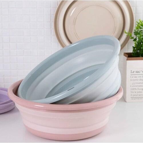 3pcs Foldable Washbasin Thick Plastic Storage Container Buckets Portable Outdoor Fishing Bucket Household Silicone Laundry Tub