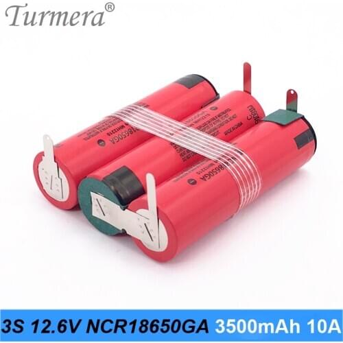 3s battery 18650 pack 10.8v 12.6v ncr18650ga 3500mah 10A soldering battery for screwdriver tools battery customized battery