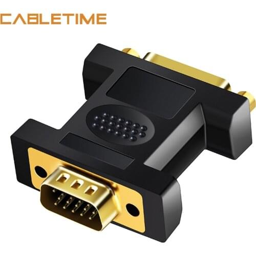 Cabletime DVI to VGA Adapter VGA Male to DVI 24+5 Pin Female Converter 1080 Gold plated DVI Convertor forComputer PC Laptop N178
