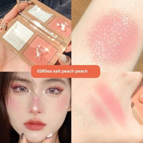 Fragmented Diamond High Light Blush All-in-one Palette Pearly Shiny Peach Milk Tea Eye Shadow Bronzers Highlighters TSLM1