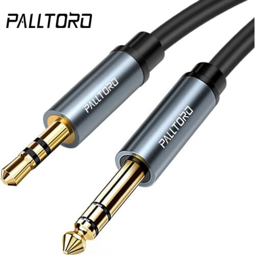 PALLTORO 6.35mm Male to 3.5mm Male TRS Stereo Audio Cable with Gold Plated Jack Dual Shielding AUX Cord for Laptop Home Theater