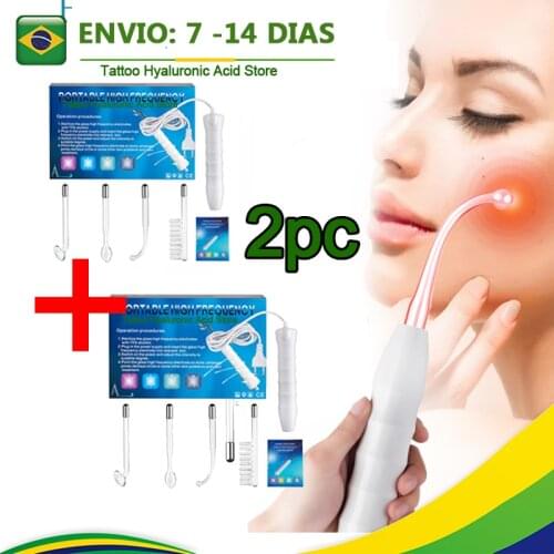 2pc Brasil Portable High Frequency Device Violet Ray Facial Machine Acne Remover Purple Light Machine For Face Face Massager SPA