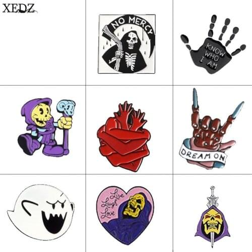 XEDZ New Purple Skeleton Horror Brooch Purple Turban Man Ghost Brooch Halloween Series Gift Childhood Cartoon Backpack Pendant C