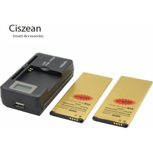 Ciszean 2x 2850mAh EB-BG850BBC Replacement Gold Battery + LCD Universal Charger For Samsung Galaxy Alpha G850 G850F G8508 G8508S
