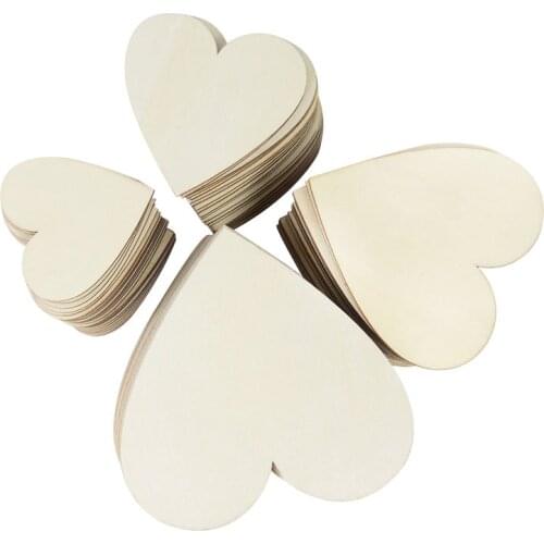 5Pcs 80/100/120/150mm Wooden Heart Blank Heart Wood Slices Discs For DIY Graffiti Crafts Wedding Birthday Christmas Party Decor