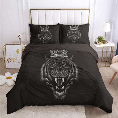 Euro Family sets Bed linen set for home Bedding Set Blanket cover 150*200 200*220 size 2 sp Bed sheet 7pcs Black animal Queen