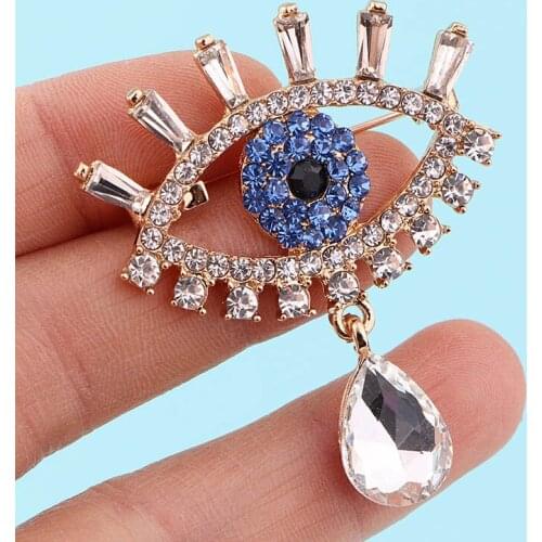 Eye Brooches Women Fashion beauty crystal blue eyes pins Clothing embellishment finishing touch wedding party man girl gift