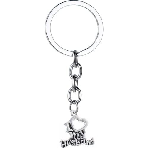 I Love My Husband Charms Keychains Birthday Anniversary Christmas Valentine’s Day Presents Men Gifts Couples Key Chains Rings