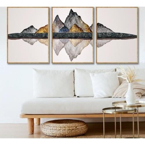 Stone Mountain Landscape New Chinese Style Abstract Canvas Painting Poster and Print Wall Art Picture Living Room Decoration