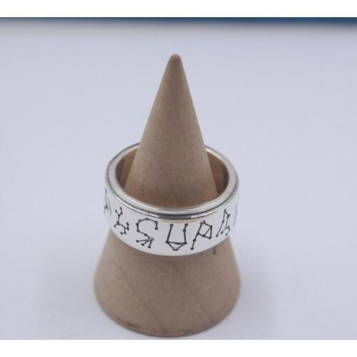 Pure 925 Sterling Silver Ring Band 8mm 12 Constellations Pattern Ring Size from 6.5-12 For Men