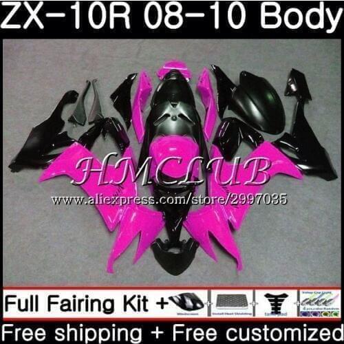 Bodywork For KAWASAKI NINJA ZX10R ZX1000C 2008 2009 2010 63HC.9 ZX 10R ZX 10 R ZX1000 ZX-10R 08 09 10 Glossy Pink Fairing kit