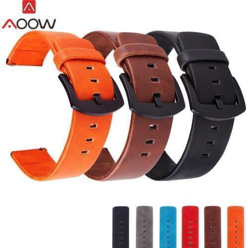 18mm 20mm 22mm 24mm Leather Watchband for Samsung Galaxy Watch 42mm 46mm Active 2 Bracelet Wrist Band Strap for Gear S3 S2