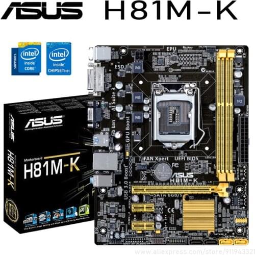 Asus LGA 1150 H81M-K H81 Motherboard PCI-E 2.0 2 DDR3 16GB 2 SATA III USB3.0 Motherboard 2 SATA II 1150 Micro ATX Placa-mãe New