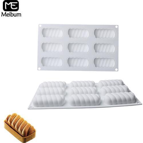Meibum 9 Cavity Twist Shape Silicone Mold DIY Chocolate Dessert Pastry Decoration Mould Muffin Mousse Cake Modle Baking Tools