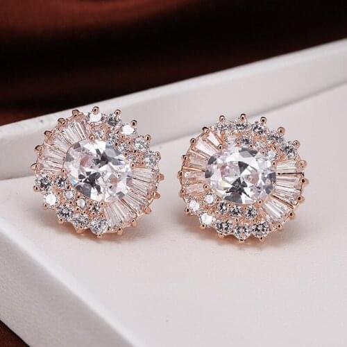 DE216 Fashion Delicacy 4A Zircon Circle Exaggeration Geometry Ear Stud GIRLS Gift Party Banquet WOMENS Jewelry Earrings 2021