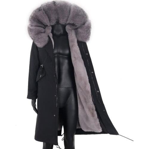 2021 New Men X-Long Parka Winter Jacket Real Fur Coat Natural Fox Fur Collar Hood 7XL Parka Big Fur Outerwear Detachable