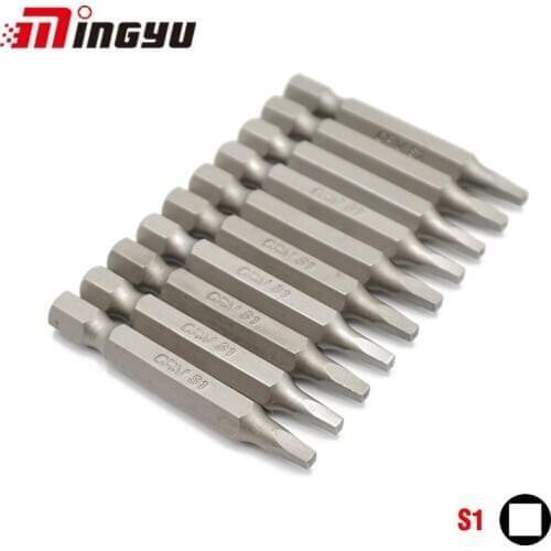 10PCS Square Screwdriver Bits S0 S1 S2 S3 Bit Set 1/4 Inch Hex Shank 50mm Long Screw Driver Tips For Hand Tools