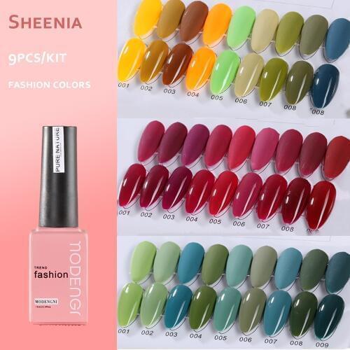 Nail Gel Polish Set 9PCS Kit Semi Permanent Soak Off Base Top Coat For Manicure Hybrid Varnishes Poly Nail Gel Art Free Card